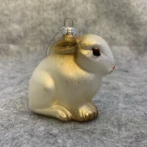Old World Christmas Tan Cottontail Bunny Ornament Glass Blown Rabbit Easter